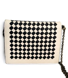 Bottega Veneta Nappa Intrecciato Creamy Beige & Black Checker Chain Wallet - Picture 1 of 20