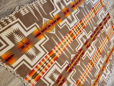 Vintage Pendleton Beaver State Wool Blanket 62x64 Harding Navajo Indian Design - Image 1 of 4