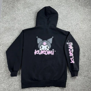 Sudadera con Capucha Sanrio Kuromi Mujer Pequeña Negra Cremallera Forrada Sherpa Hello Kitty Forever 21 - Imagen 1 de 14