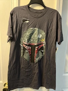 NWT Disney Parks Star Wars Boba Fett T-shirt Helmet Size L Dark Grey - Picture 1 of 5