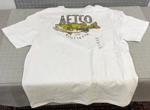 AFTCO "Built To Fish" Mens XL White T-Shirt 100% Cotton - Picture 1 of 6