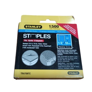 Stanley 1,500 Count Heavy Duty Staples Type S 1/2" 12MM TRA708TC - Picture 1 of 4