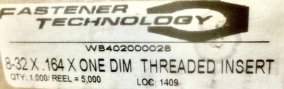 Bobina de bloqueo de tornillo atado PowerCoil inserto roscado #8-32 UNC, 1D/0,164 pulgadas Foto 1 de 3