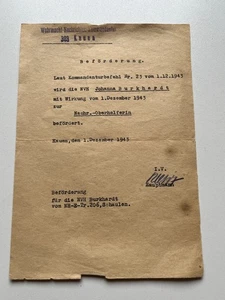 Beförderung zur Nachrichten Oberhelferin von 1943, Kauen in Litauen, Kaunus - Bild 1 von 3