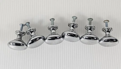 6 Chrome Cabinet Knobs Door Drawer Pulls Handles, Lot of 6 - Image 1 of 4