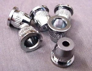 SET OF 6 CHROME STRING FERRULES OR BUSHINGS FOR GUITAR - Imagen 1 de 4