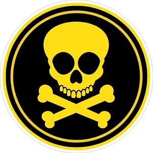 SKULL and CROSSBONES DANGER (5 Pack) HardHat Sticker (size: 2" color: YLW/BLK) - Bild 1 von 3