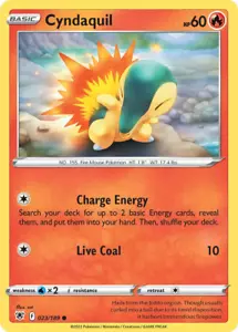 Cyndaquil 023/189 Carta Pokémon Radiazione Astrale Comune - Quasi Nuova - Foto 1 di 2