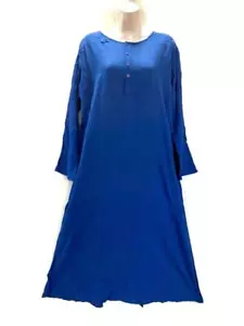 GEETA Bust 46 Hippie Bohemian Festival Indian Gauze Long Kurta DRESS Blue - Picture 1 of 3