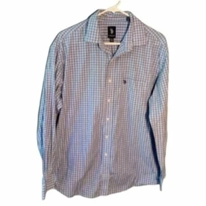 U.S. Polo Assn. Men’s Size Large 16-16.5 34/35 Button Down Shirt Blue Plaid - Picture 1 of 9