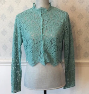 & Other Stories Green Floral Lace Cropped Blouse Size 40 - Picture 1 of 11