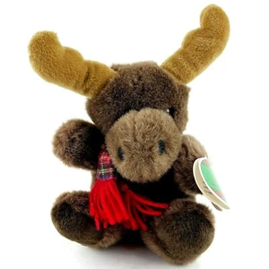 Vintage Wishpets Plüschtier Smokey der Elch Weihnachten 1997 karierter Schal neu 9 Zoll - Bild 1 von 12