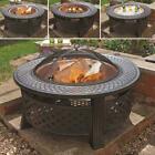 Garden Round Fire Pit Bbq Grill Firepit Brazier Log Burner Heater Patio Stove