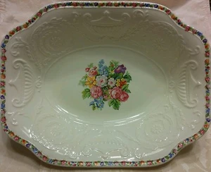 Vintage Steubenville Adam Antique 10" x 8" Platter Rose Floral Center & Rim - Picture 1 of 12