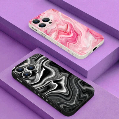 Funda de teléfono de mármol para iPhone 17 16 15 Pro Max 14 13 12 11 cubierta blanda a prueba de golpes Foto 1 de 4