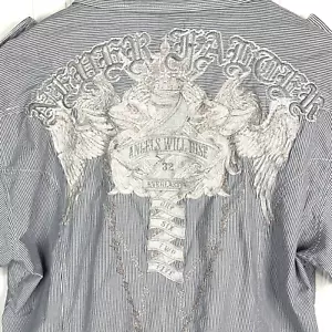 MONARCHY Collection Men’s Embroidered Shirt XL Gray Stripe Short Sleeve Pockets - Picture 1 of 13