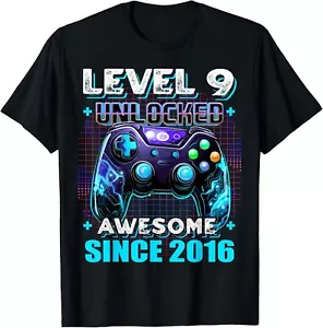 9th Birthday Boy Level 9 Gamer 9 Year Video Game Party T-Shirt Hoodie - Picture 1 of 9