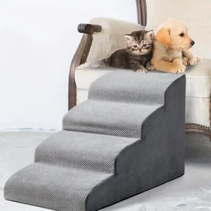 Couch Dog 4 Stairs for Small DOGGY & CAT Steps w/ Memory Foam & Removable Cover - Picture 1 of 10