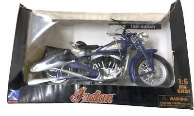 1948 Indian Die Cast Military's Motorcycle, 1:6 Scale, Purple #53603 by NewRay - Image 1 of 4