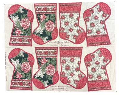 Meias de Natal vitorianas vintage corte e costura painéis de tecido rosa floral - Faz 4 - Imagem 1 de 4