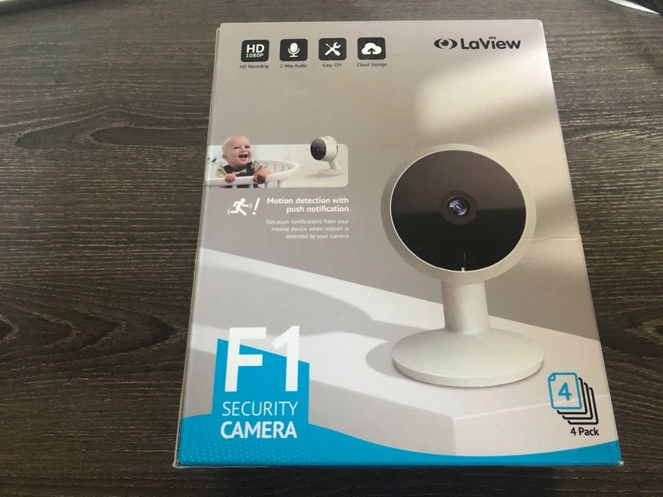 LaView Security Cameras 4pcs, Home Camera Indoor 1080P, Wi-Fi White  - Image 1 of 1
