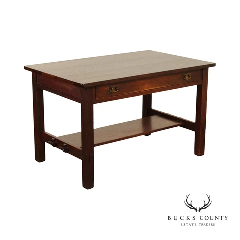 Antique L. & J.G. Stickley Mission Oak Library Table Cover