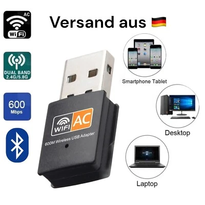 2-in-1 WLAN & Bluetooth 5.0 USB Stick – Dual Band, 600 Mbit/s Neuware Dongle - Bild 1 von 4