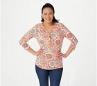 Belle By Kim Gravel Tripleluxe Knit Zip Shirt Abstract S New