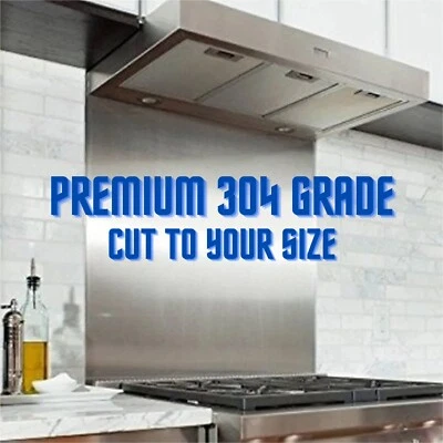 THE ALUMINIUM SHOP Premium Brushed Stainless Steel Kitchen Splashback Grade 304 0.9mm Any Size Cut