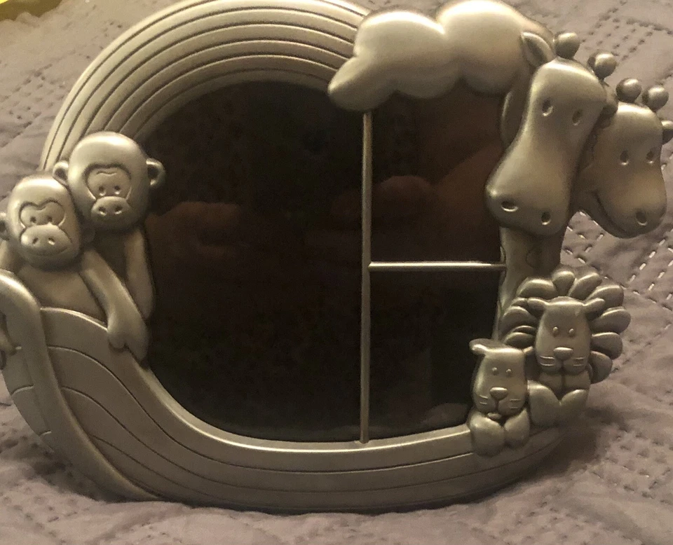 FETCO Noah's Ark Child Collage Photo Frame Pewter Finish 3-Photo 6.75 x 8.75 EUC - Image 1 of 4
