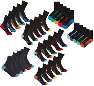 Street Essentials Boys Socks with Coloured Toes & Heels - Picture 1 of 21