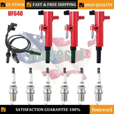 HIGH PERFORMANCE Ignition Coil UF640+Spark Plug+Wire For Jeep Liberty 3.7L V6 US - Image 1 of 4
