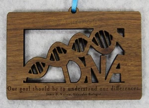 DNA--Double Helix Deoxyribonucleic Biology Science Timber Green wooden ornament - Picture 1 of 3