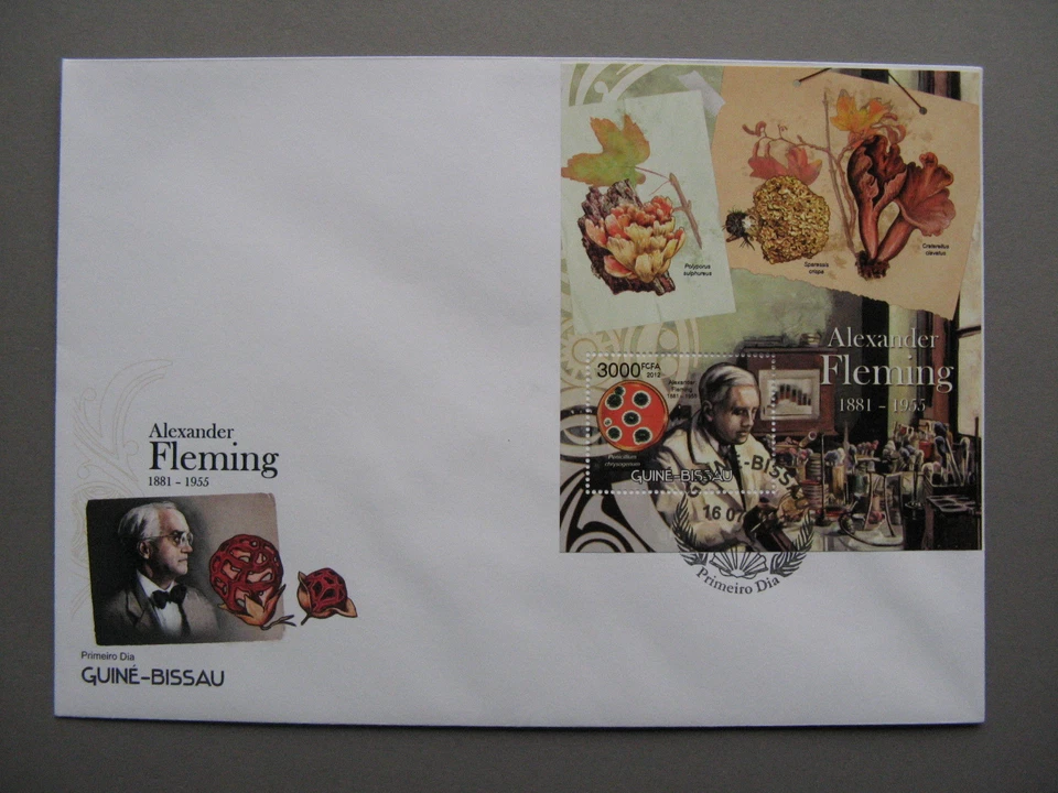 GUINEA BISSAU, cover FDC 2012, S/S Alexander Fleming mushroom, pharma - Image 1 of 1