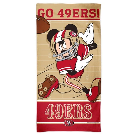 SAN FRANCISCO 49ERS GO 49ERS MICKEY MOUSE 30"X60" SPECTRA BEACH TOWEL WINCRAFT Cover