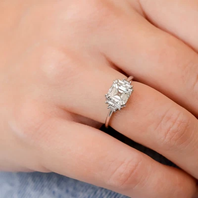 Asscher Cut Diamond Engagement Ring 950 Platinum 2 Carat Lab Created IGI - Image 1 of 4