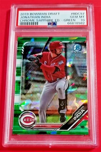 2019 Bowman Draft Chr Sapphire Jonathan India Green Ref SSP /50 RC PSA Gem Mt 10 - Picture 1 of 2