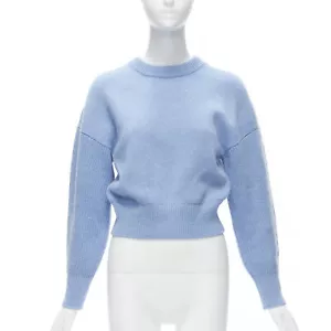 ALEXANDER MCQUEEN 2021 powder blue speckled wool boxy cropped sweater XS - Picture 1 of 10