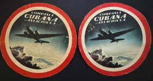 1950's Vintage Cubana Airlines Paper Coasters Cuba Cubana De Aviacion - Picture 1 of 18