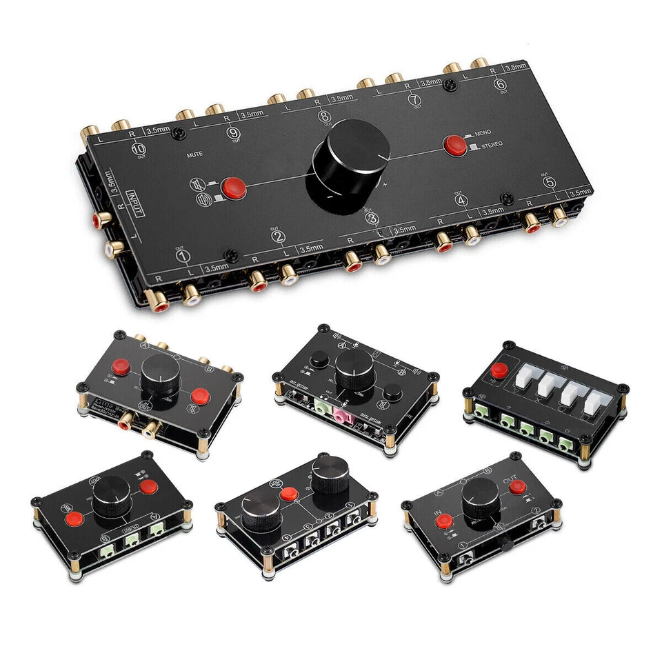 Mini 3.5mm RCA Stereo Home Audio Switch Box Passive Selector Headphone Splitter - Image 1 of 1