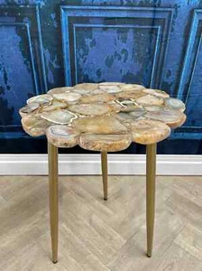 Couchtischplatte aus Naturachatstein | Live Edge Ecktisch | Wohndeko - Bild 1 von 6