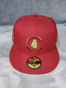 NEW ERA 59 FIFTY MLB CHICAGO CUBS 1908 WORLD SERIES MAROON FITTED HAT SZ 8 NEW - Picture 1 of 8