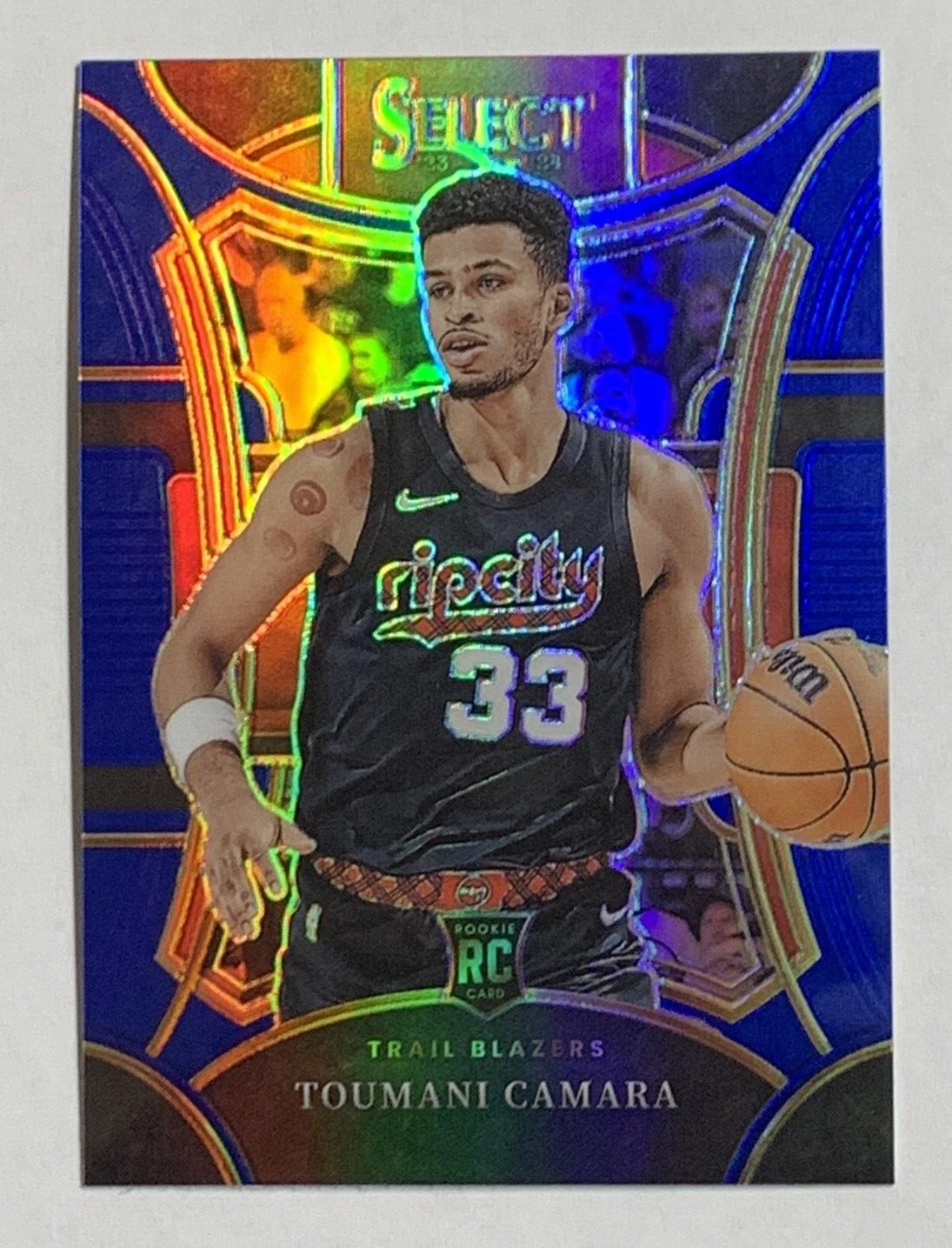 2023-24 Panini Select Toumani Camara Mezzanine Blue Prizm Rookie Card # 301