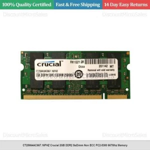 CT25664AC667.16FHZ Crucial 2GB DDR2 SoDimm Non ECC PC2-5300 667Mhz Memory - Picture 1 of 1