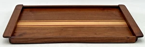 INLAY WOOD STRIPE SERVING TRAY 16-1/4" X 10-1/4" UNMARKED - Picture 1 of 17