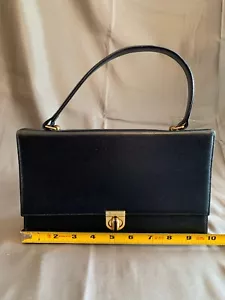 Klassische Handtasche Vintage BLOCK dunkelblau Leder - Bild 1 von 8