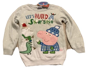 JUMPER PEPPA PIG TU 'LETS BUILD A SNOW-DINO' NIÑOS NAVIDAD NUEVO CON ETIQUETAS 12-18 MONT - Imagen 1 de 12