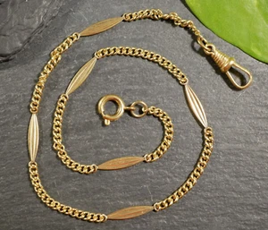 Cadena de reloj de bolsillo Jakob Bengel Idar Oberstein ranuras cadena blindada chapada en oro - Imagen 1 de 11