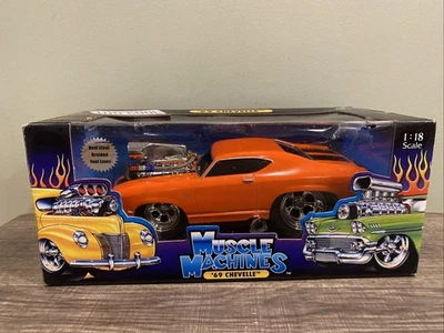 Muscle Machines Too Cool 1969 Chevelle 1:18 Scale Diecast Car Orange & Black New - Image 1 of 4