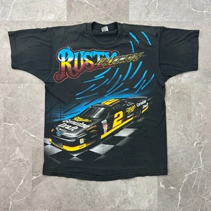 T-shirt grafica vintage Rusty Wallace uomo XL Nascar Racing Kickin asfalto - Foto 1 di 16